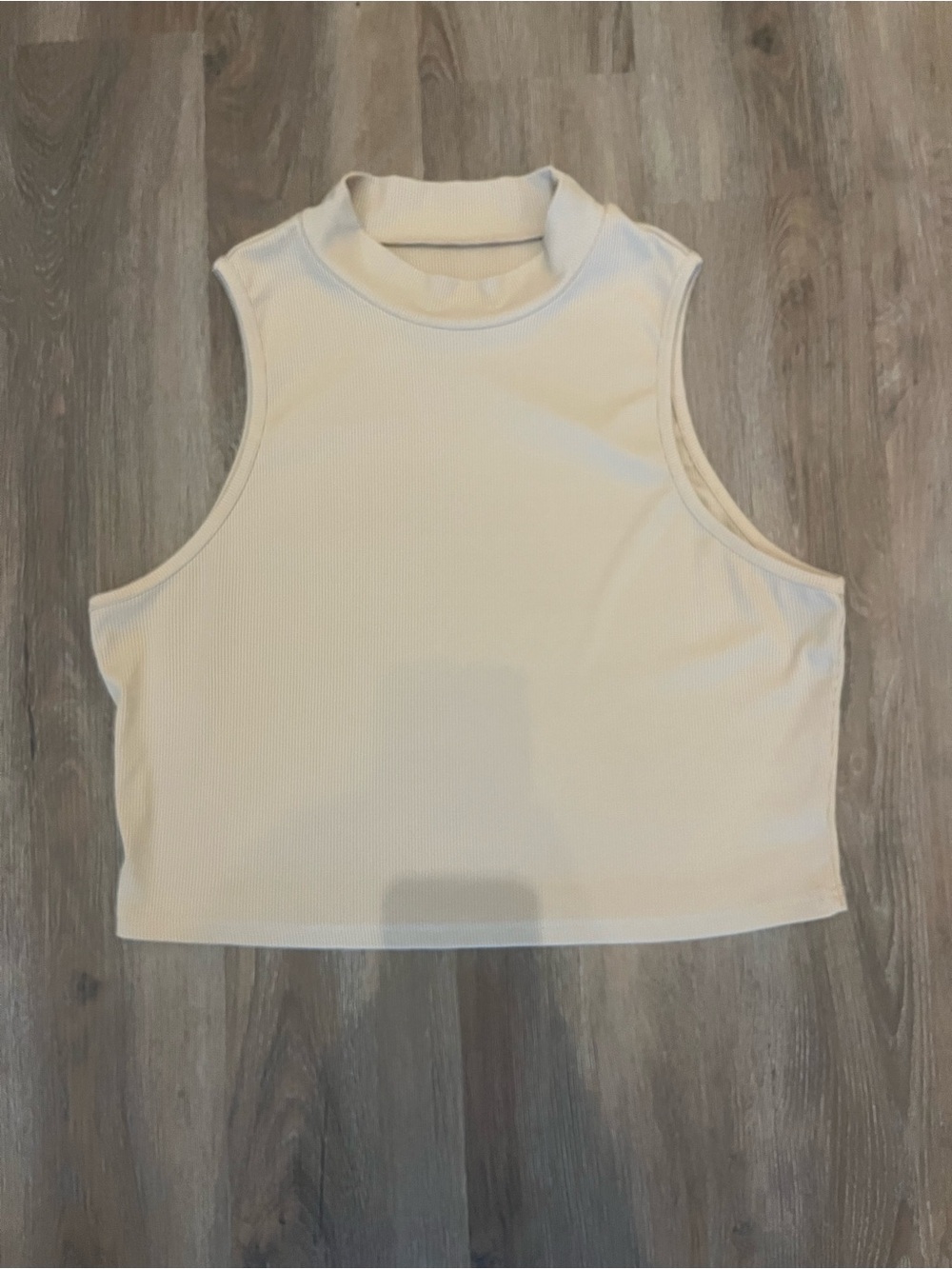 SHEIN Curve Sleeveless Ribbed Mock Neck Crop Top - Beige